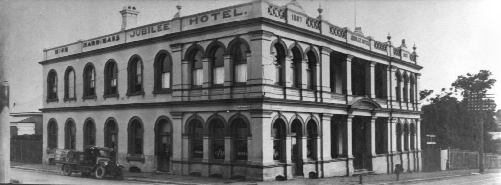 Black and white photograph of the Jubilee Hotel, taken circa 1929